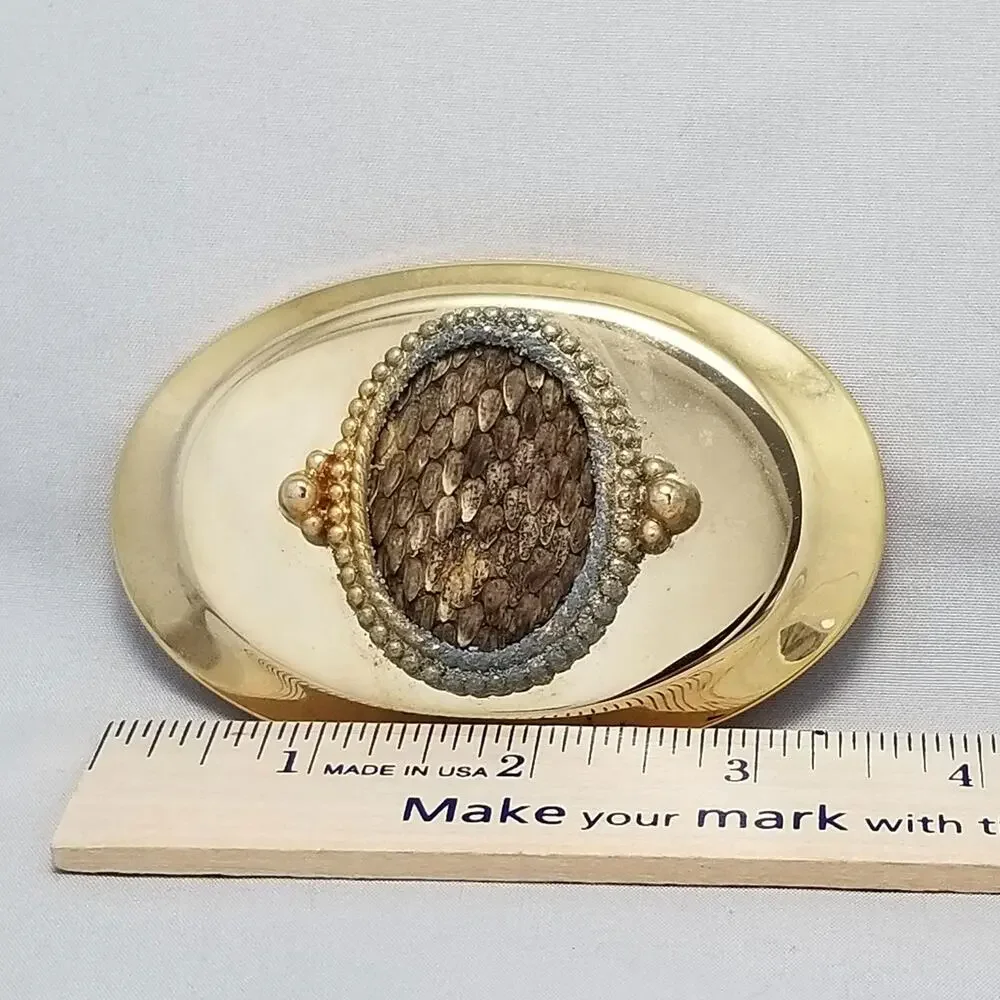 Vintage Gold Tone‎ Oval Belt Buckle with Pinecone Center Piece